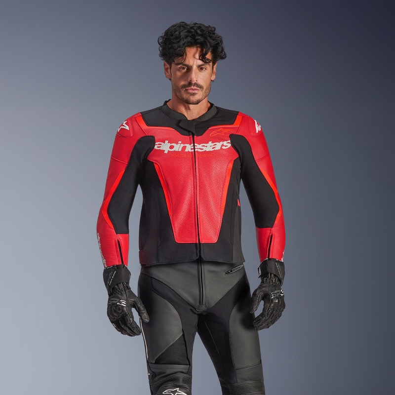 Alpinestars GP Force V2 Airflow nahkjakk, fluorestsentse punane-must-valge
