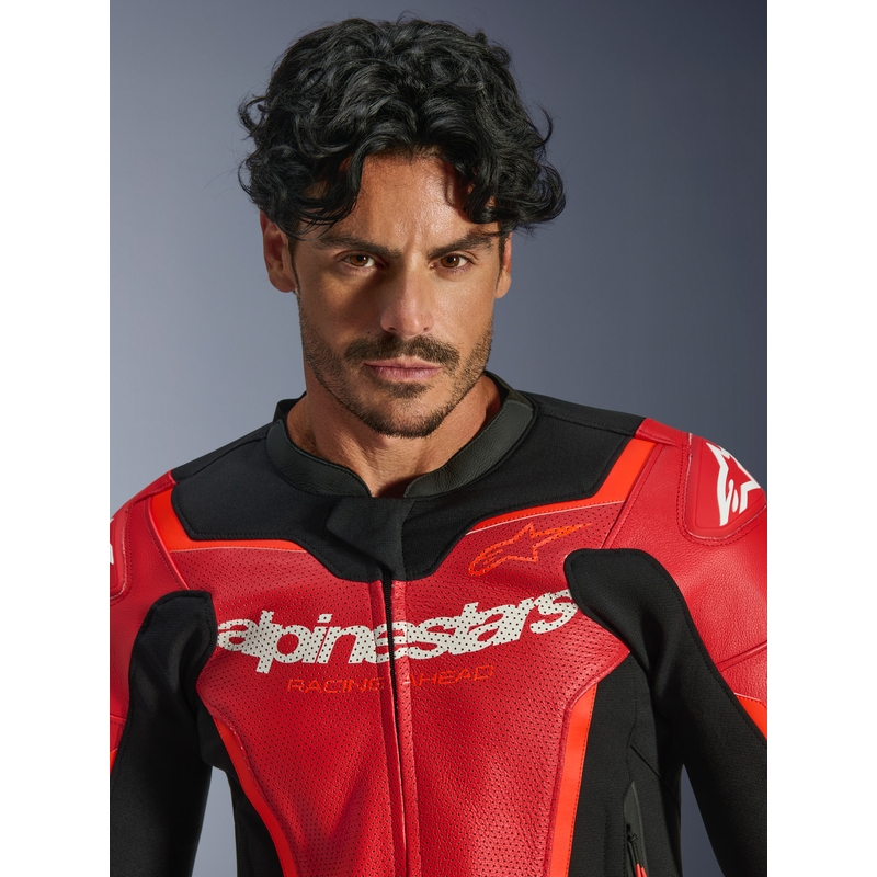Alpinestars GP Force V2 Airflow nahkjakk, fluorestsentse punane-must-valge