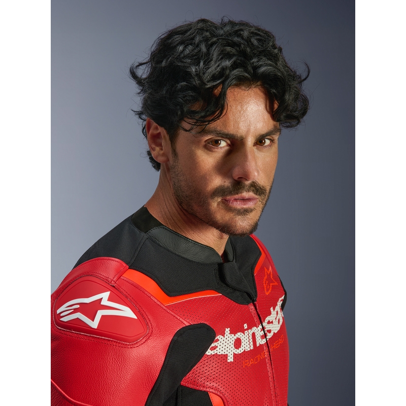 Alpinestars GP Force V2 Airflow nahkjakk, fluorestsentse punane-must-valge