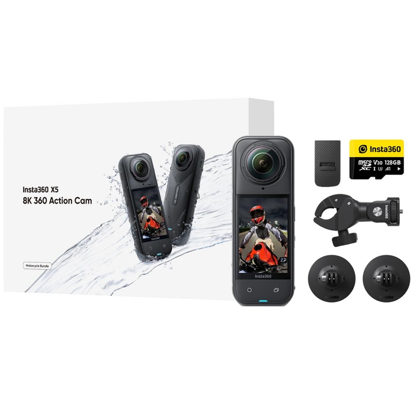 Insta360 X5 mootorrattakomplekti action-kaamera must