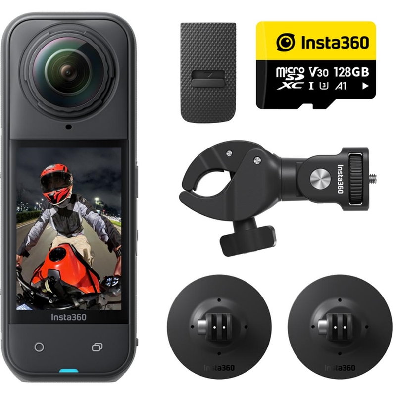 Insta360 X5 mootorrattakomplekti action-kaamera must