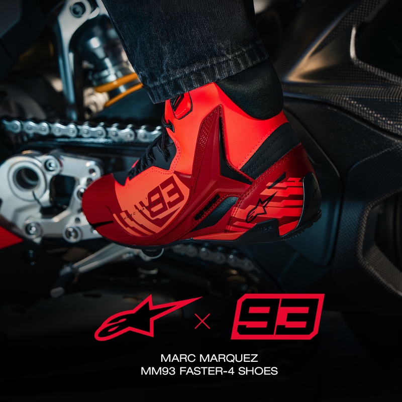 Alpinestars Faster-4 MM93 mootorrattasaapad, fluo kollektsioon, punane-punane-must