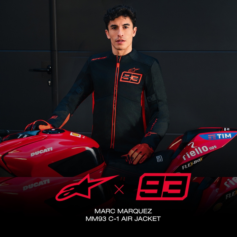 Alpinestars C-1 AIR MM93 mootorratta jope, fluo kollektsioon, punane-punane-must