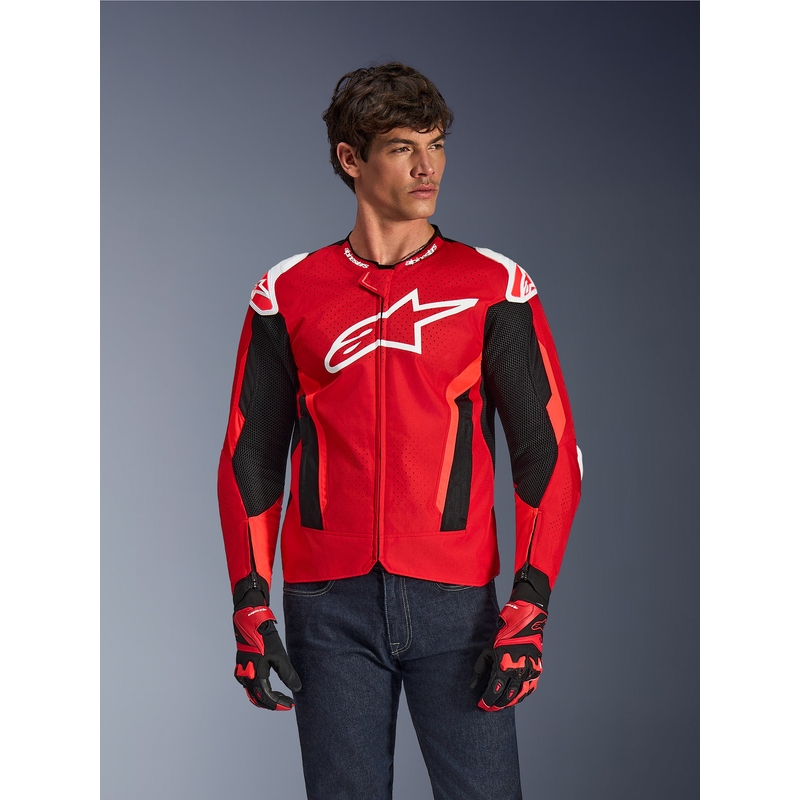Alpinestars T-GP Air mootorratta jope punane-fluorestseeriv punane-valge-must