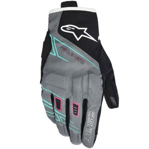 Naiste mootorrattakindad Alpinestars STELLA MOBLAST veekindlad hall-must-fluorestseeriv roosa-türkiissinine-valge