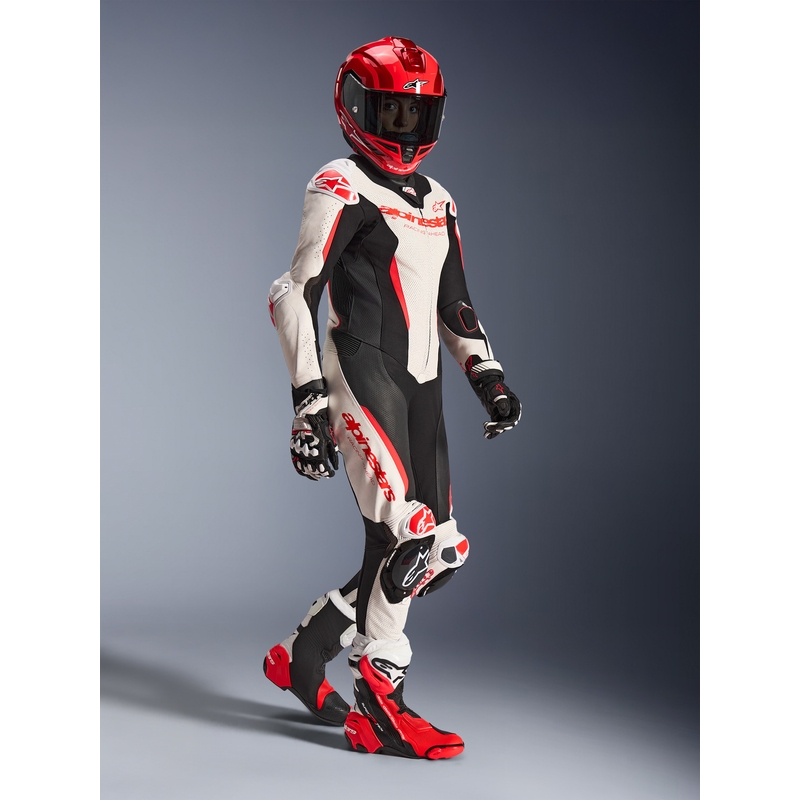 Naiste nahkne mootorrattaülikond Alpinestars Stella GP-R7 valge-fluo punane-must