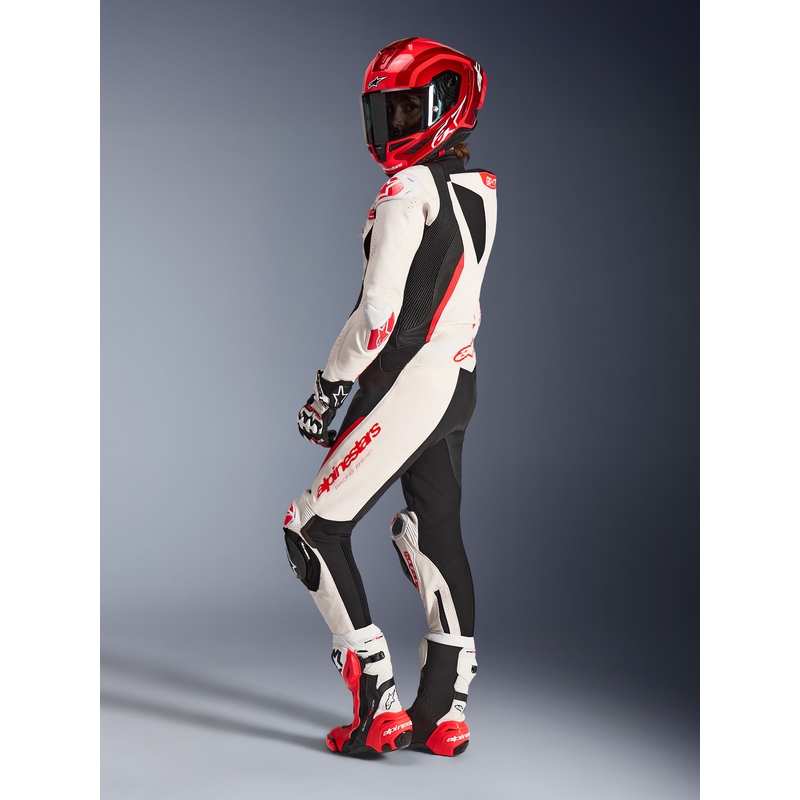 Naiste nahkne mootorrattaülikond Alpinestars Stella GP-R7 valge-fluo punane-must
