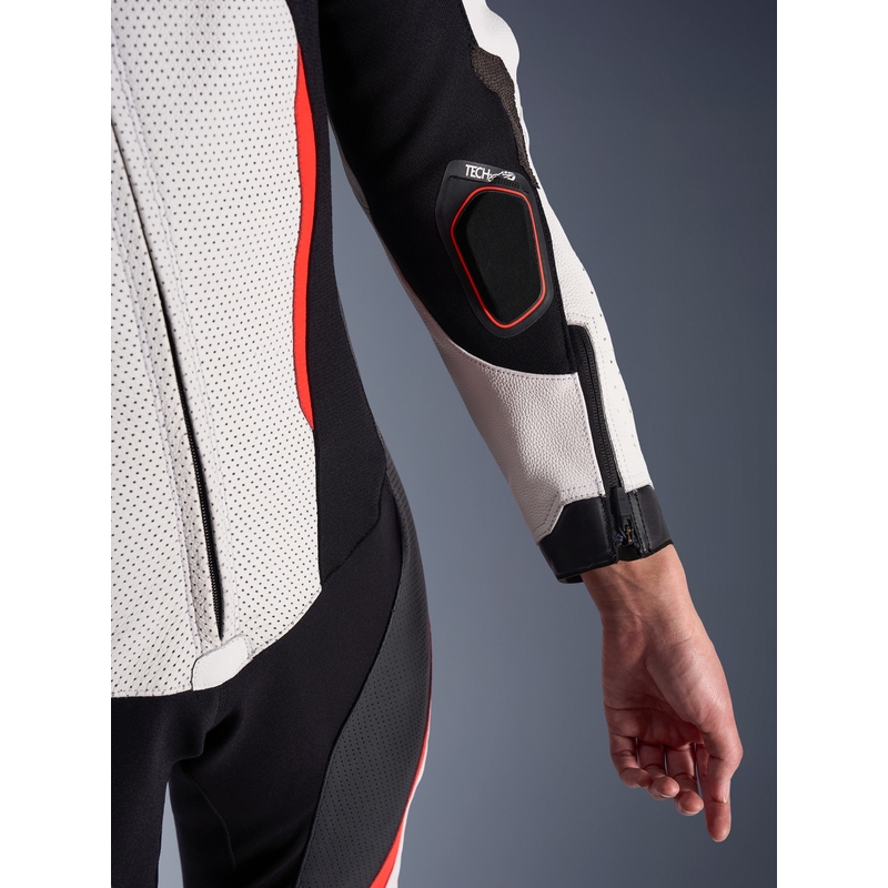 Naiste nahkne mootorrattaülikond Alpinestars Stella GP-R7 valge-fluo punane-must