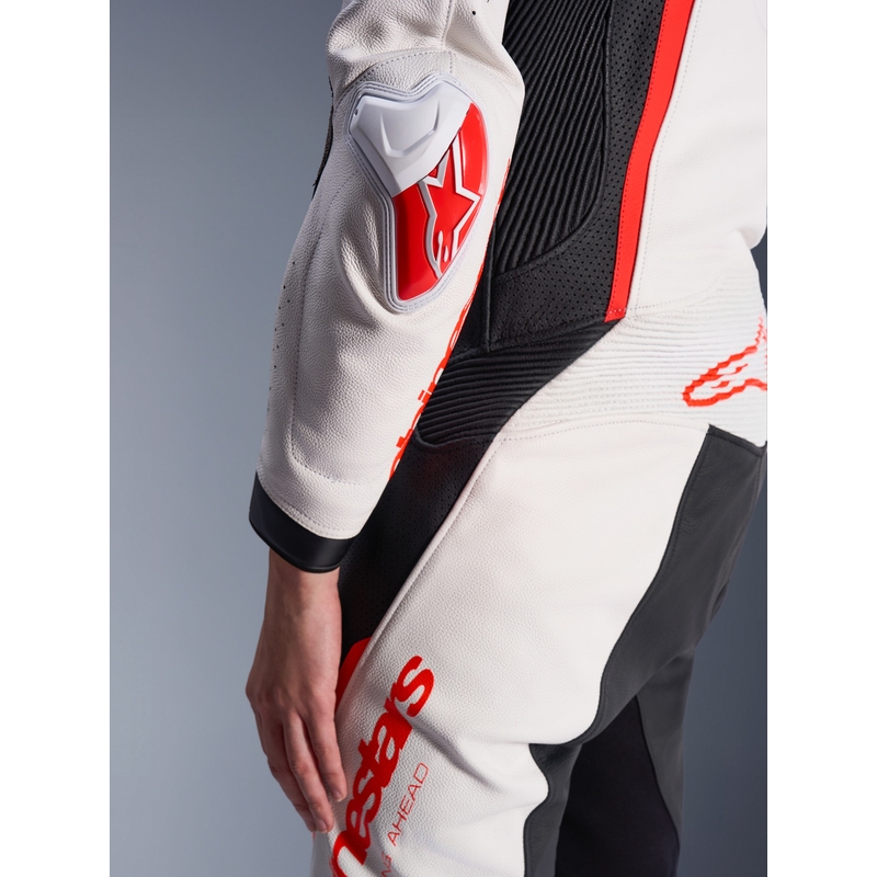 Naiste nahkne mootorrattaülikond Alpinestars Stella GP-R7 valge-fluo punane-must