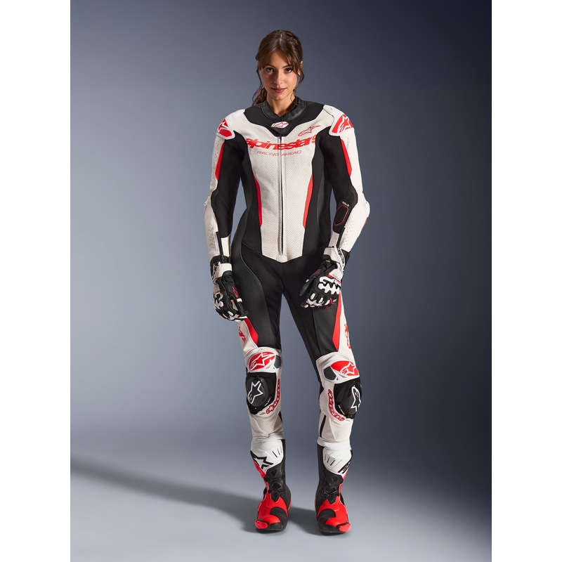 Naiste nahkne mootorrattaülikond Alpinestars Stella GP-R7 valge-fluo punane-must