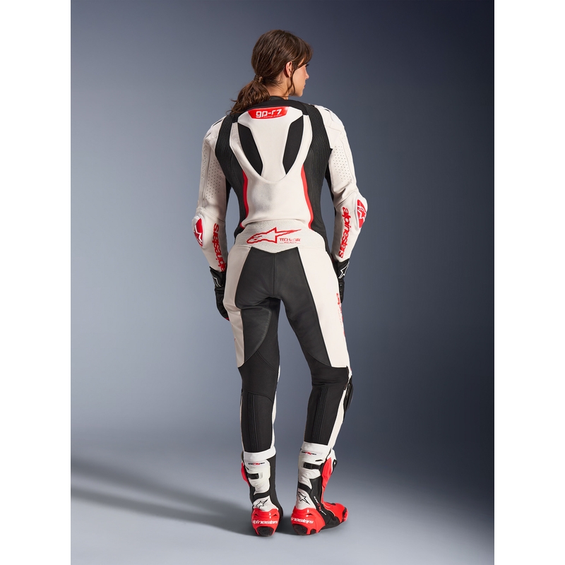 Naiste nahkne mootorrattaülikond Alpinestars Stella GP-R7 valge-fluo punane-must