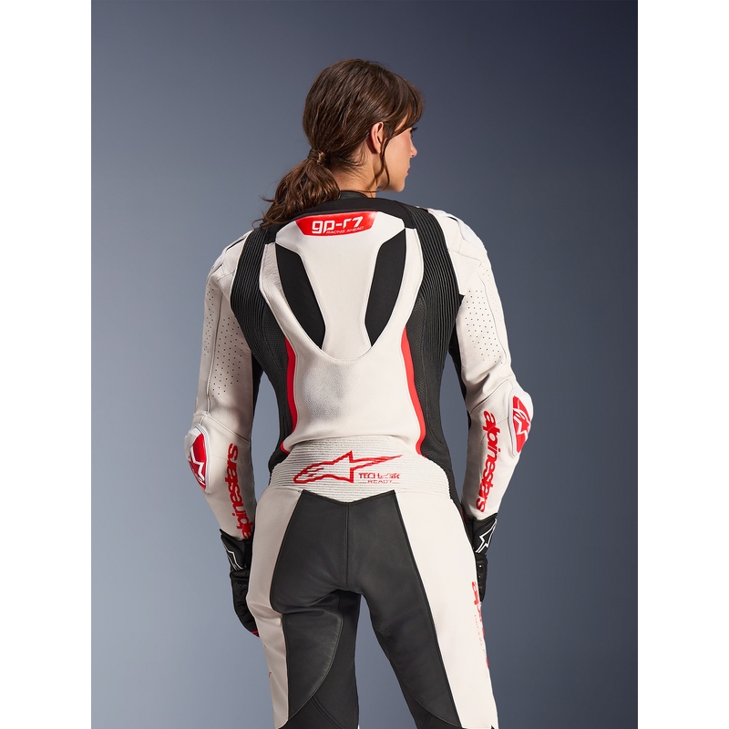 Naiste nahkne mootorrattaülikond Alpinestars Stella GP-R7 valge-fluo punane-must