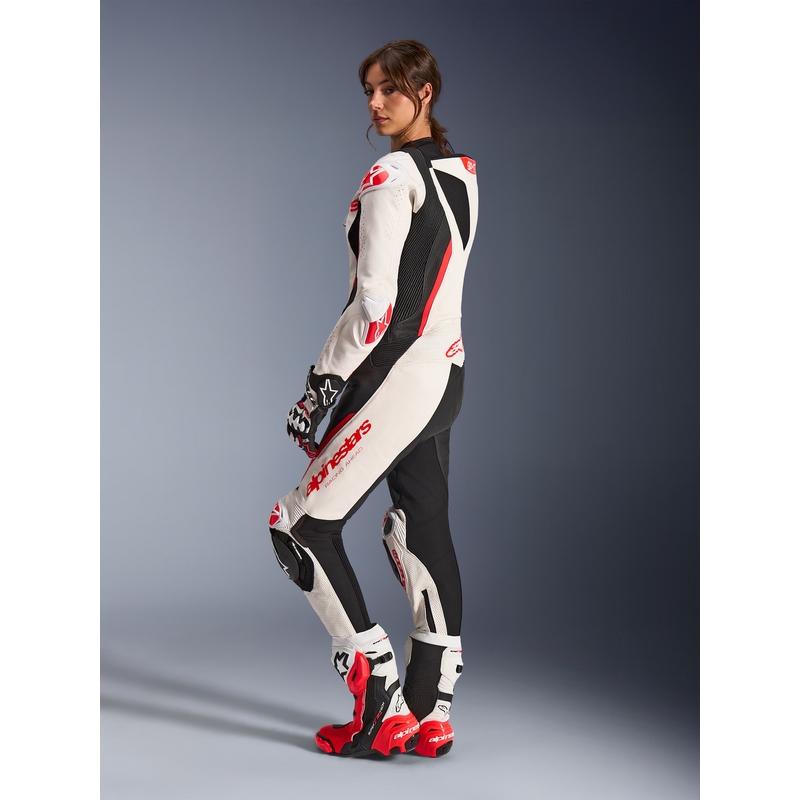 Naiste nahkne mootorrattaülikond Alpinestars Stella GP-R7 valge-fluo punane-must