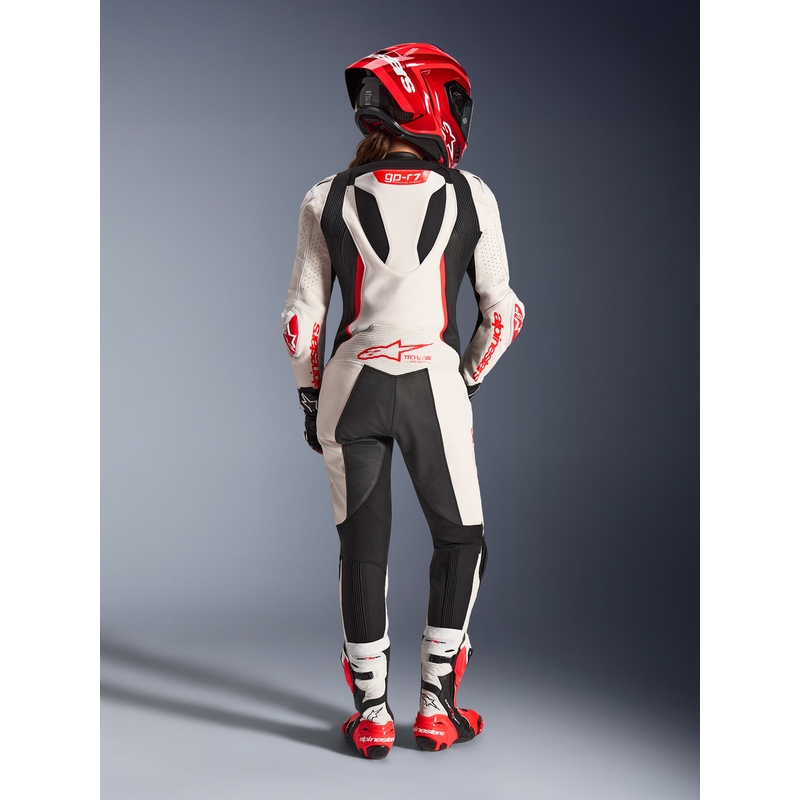 Naiste nahkne mootorrattaülikond Alpinestars Stella GP-R7 valge-fluo punane-must