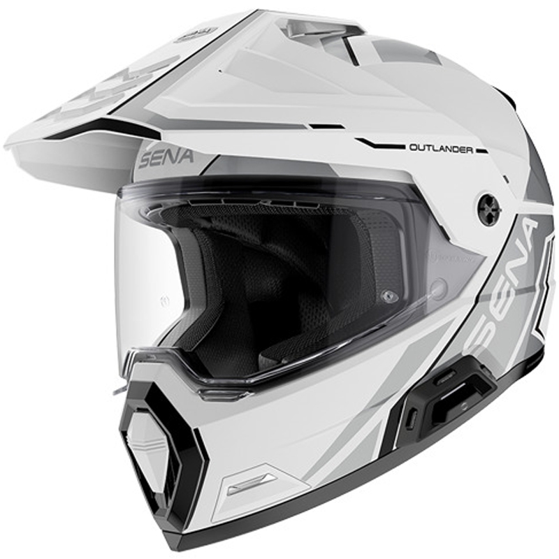 Enduro mootorrattakiiver peakomplektiga SENA Outlander läikivvalge