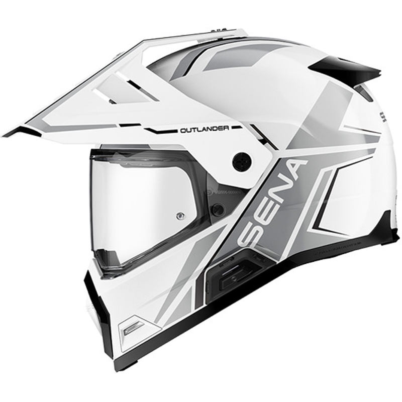 Enduro mootorrattakiiver peakomplektiga SENA Outlander läikivvalge