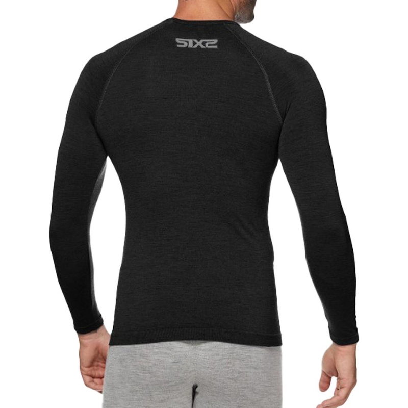 Termo pikkade varrukatega T-särk SIXS TS2 MERINOS must