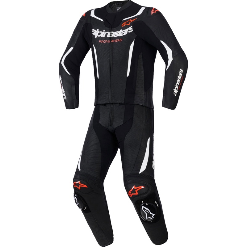 Alpinestars GP Force V2 kaheosaline nahkkombinesoon must-valge-fluopunane
