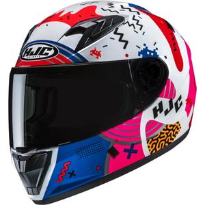 Laste täismaskiiver mootorrattale HJC Y10 Mika MC28 valge-roosa-sinine