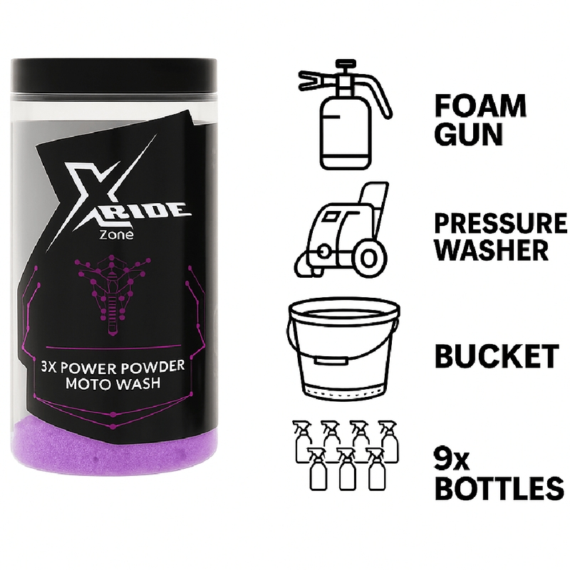 Pulbriline mootorrattašampoon XzoneRide® Power Powder-Moto Wash 60 g