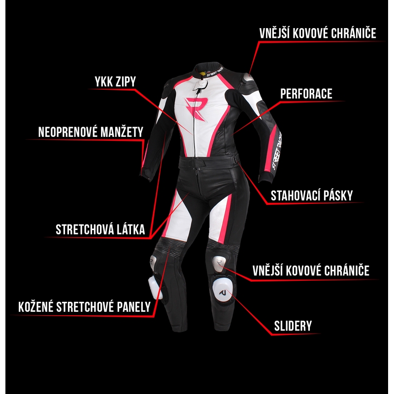 Naiste Jumpsuit Street Racer Kiara must-valge-fluo roosa allahindlus