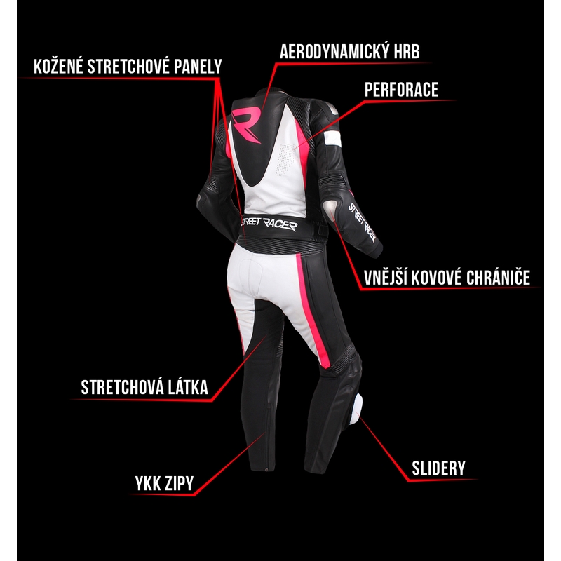 Naiste Jumpsuit Street Racer Kiara must-valge-fluo roosa allahindlus