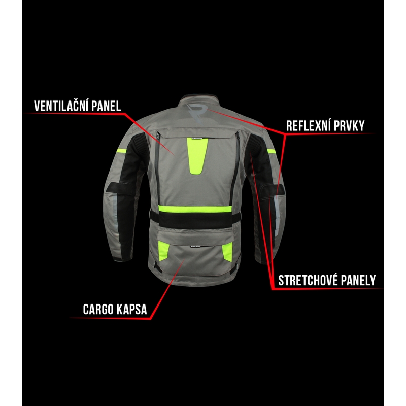 Bunda na motorku Street Racer Rocket šedo-černo-fluo žlutá výprodej