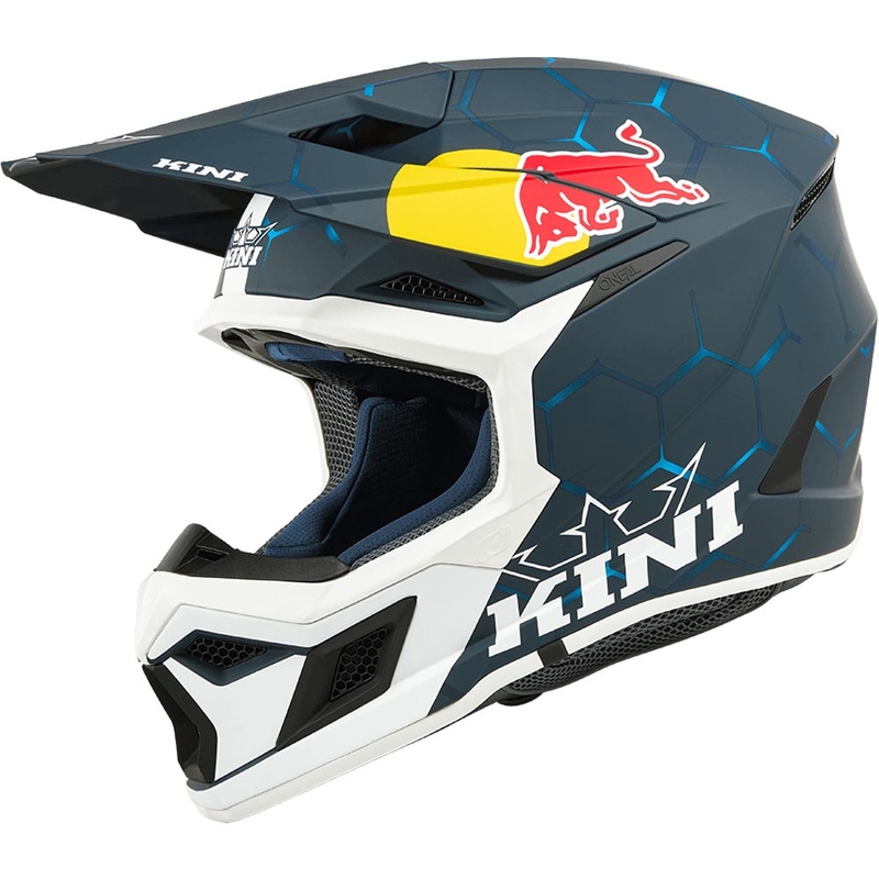 Laste motokrossikiiver KINI Red Bull MX3 1.0 sini-valge