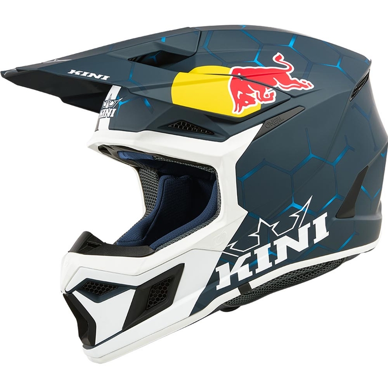 Laste motokrossikiiver KINI Red Bull MX3 1.0 sini-valge