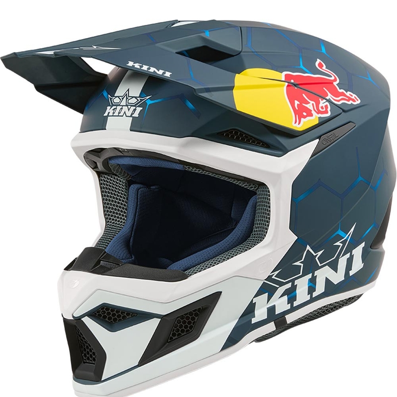 Laste motokrossikiiver KINI Red Bull MX3 1.0 sini-valge