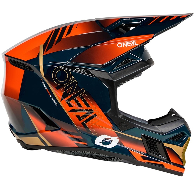 Motokrossi kiiver O'Neal 3SRS Haze sinine-oranž-kuldne
