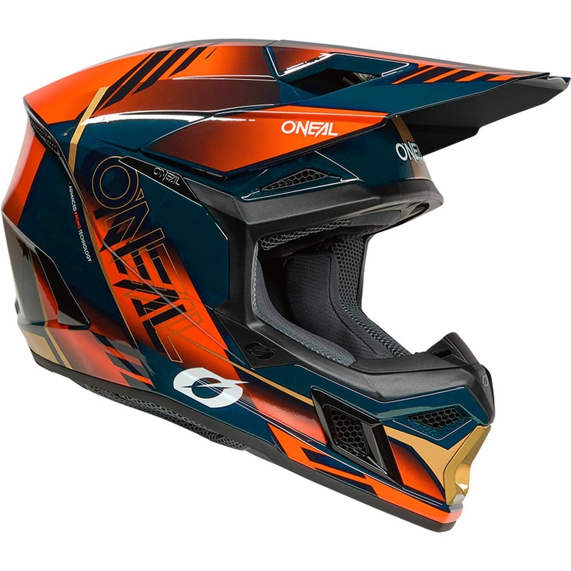 Motokrossi kiiver O'Neal 3SRS Haze sinine-oranž-kuldne
