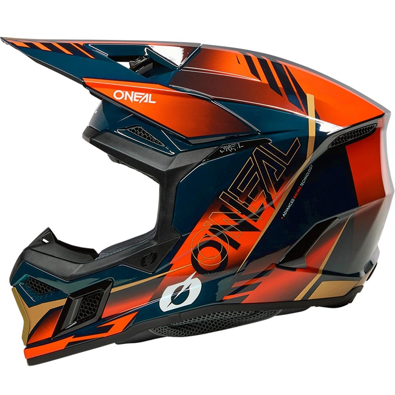 Motokrossi kiiver O'Neal 3SRS Haze sinine-oranž-kuldne