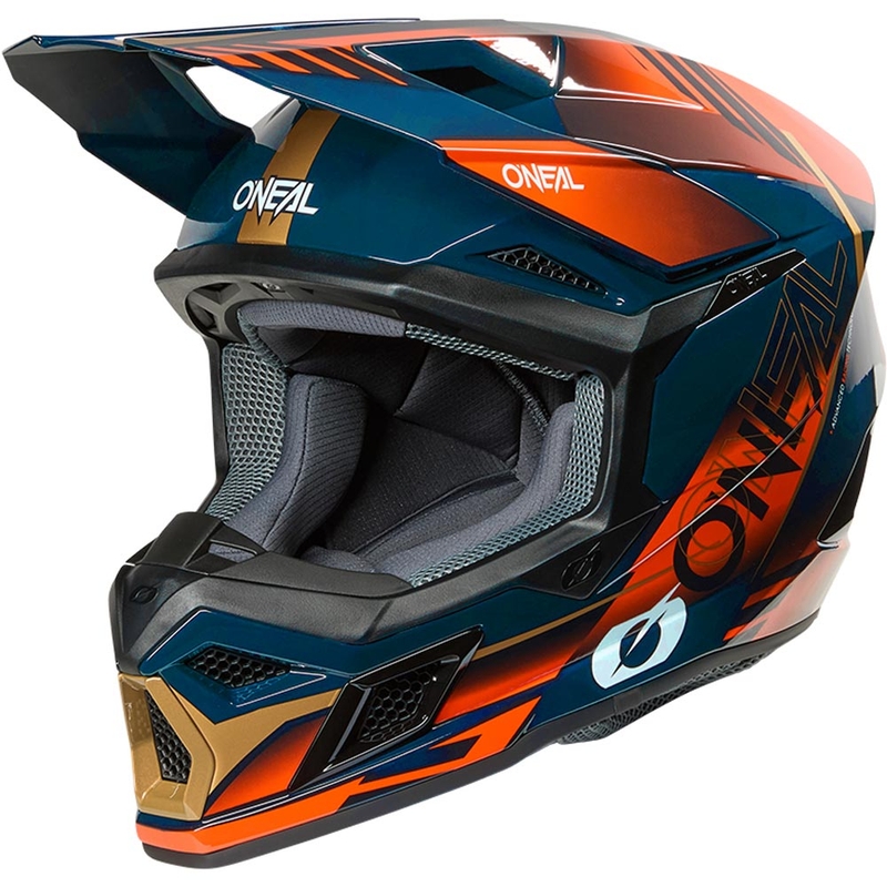 Motokrossi kiiver O'Neal 3SRS Haze sinine-oranž-kuldne