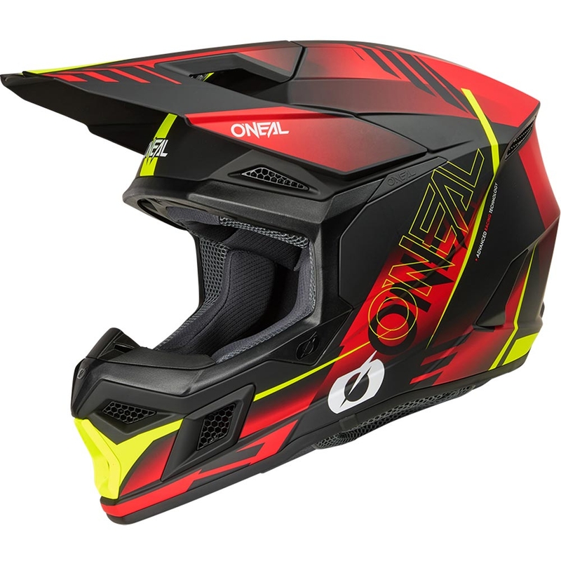 Motokrossi kiiver O´Neal 3SRS Haze matt must-punane-fluorestseeriv kollane