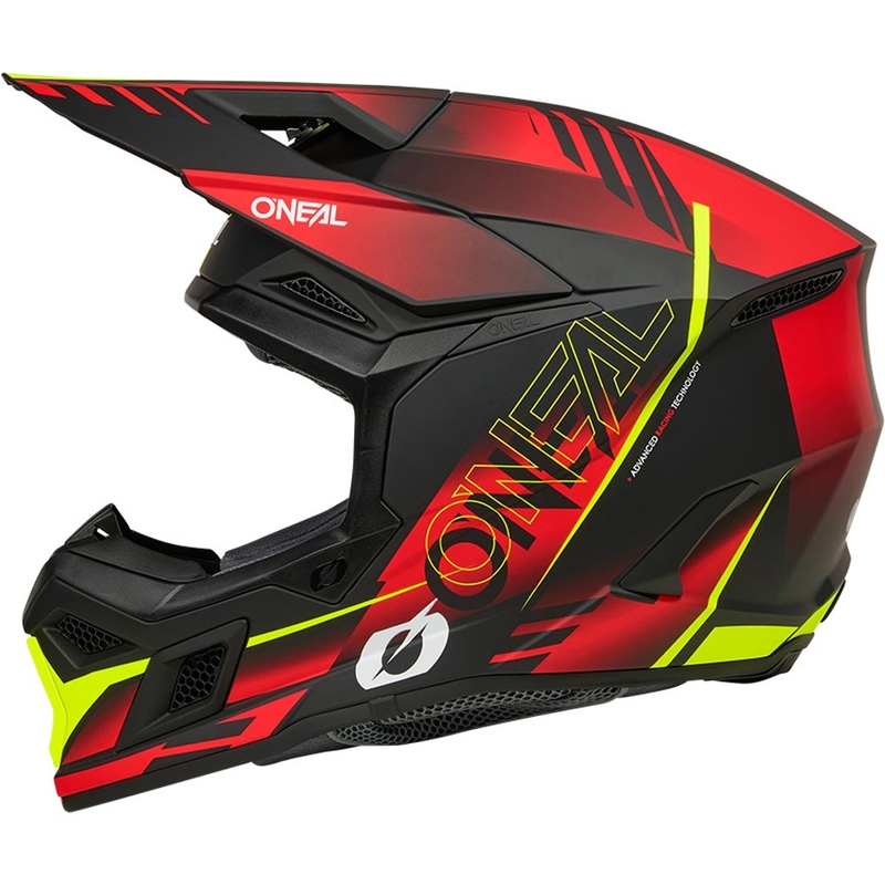 Motokrossi kiiver O´Neal 3SRS Haze matt must-punane-fluorestseeriv kollane