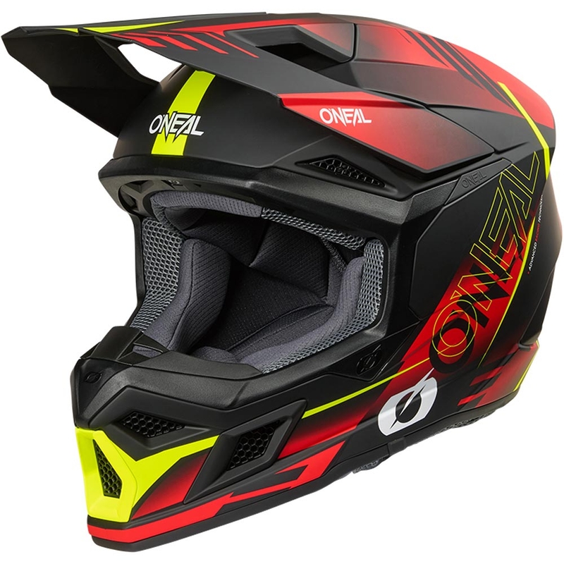 Motokrossi kiiver O´Neal 3SRS Haze matt must-punane-fluorestseeriv kollane