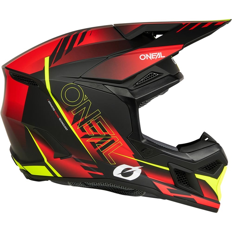 Motokrossi kiiver O´Neal 3SRS Haze matt must-punane-fluorestseeriv kollane