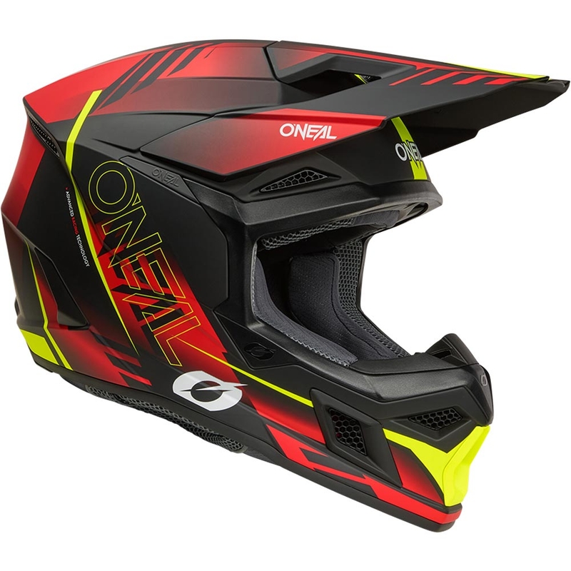 Motokrossi kiiver O´Neal 3SRS Haze matt must-punane-fluorestseeriv kollane