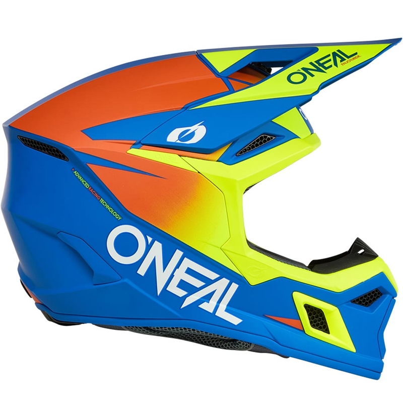 Motokrossi kiiver O´Neal 3SRS Solid matt sinine-fluorestseeriv kollane