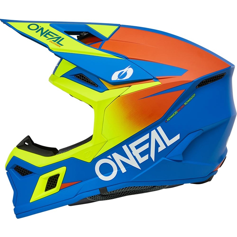 Motokrossi kiiver O´Neal 3SRS Solid matt sinine-fluorestseeriv kollane