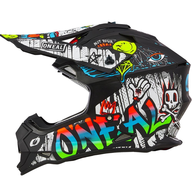 Motokrossi kiiver O´Neal 2SRS Rancid matt must-valge