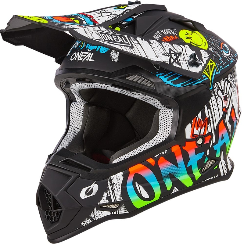 Motokrossi kiiver O´Neal 2SRS Rancid matt must-valge
