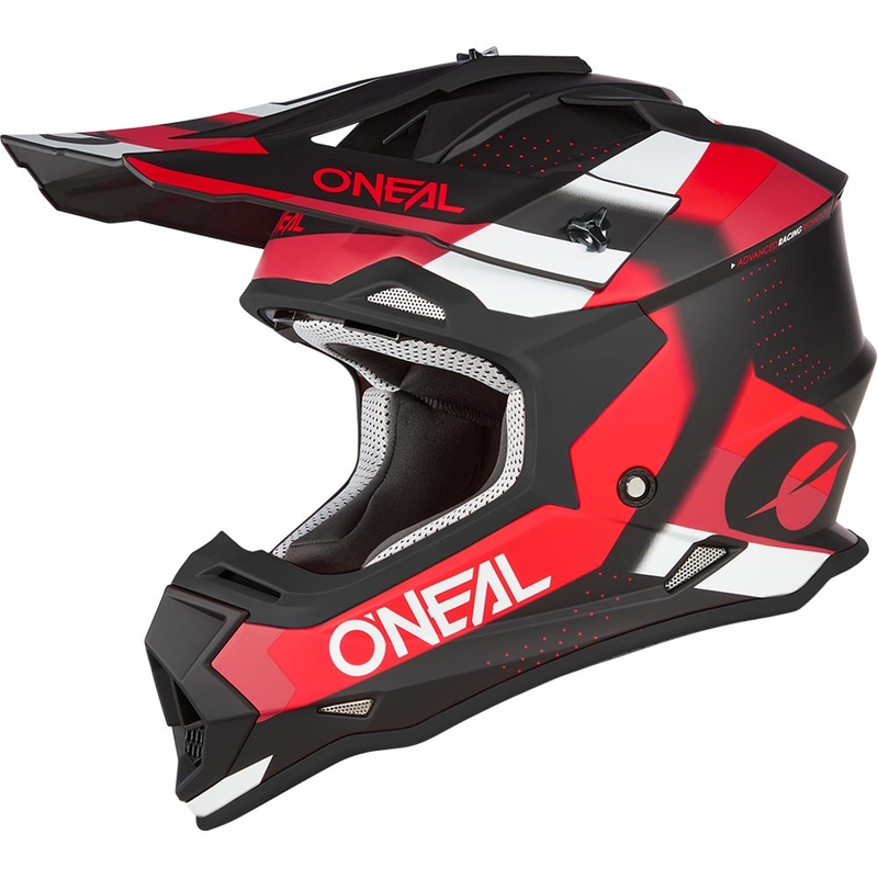 Motokrossi kiiver O´Neal 2SRS Spyde matt must-punane-valge