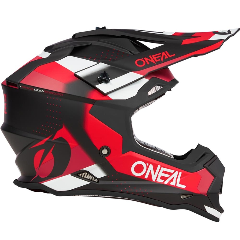 Motokrossi kiiver O´Neal 2SRS Spyde matt must-punane-valge