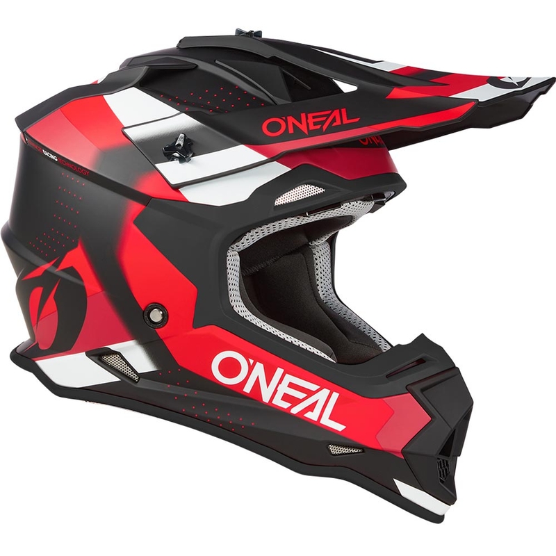 Motokrossi kiiver O´Neal 2SRS Spyde matt must-punane-valge