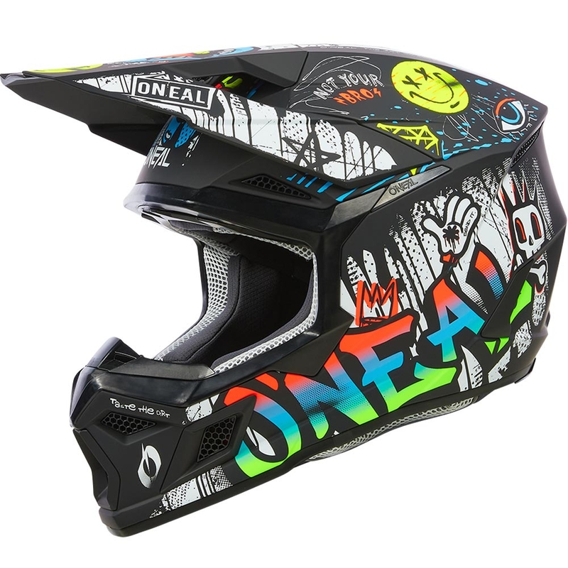 Laste motokrossikiiver O'Neal 3SRS Rancid must-valge