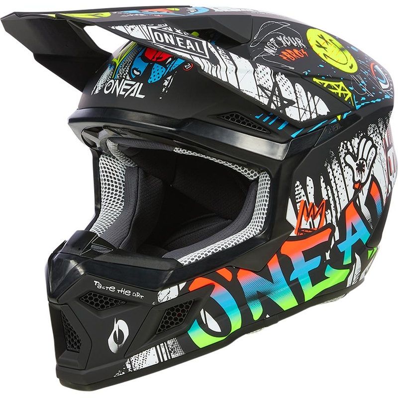Laste motokrossikiiver O'Neal 3SRS Rancid must-valge