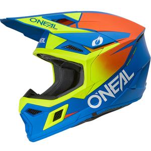 Laste motokrossikiiver O'Neal 3SRS Solid matt sinine-fluorestseeriv kollane