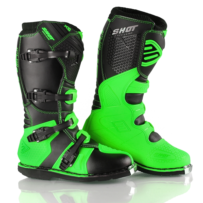 Boty na motorku Shot X10 černo-fluo zelené